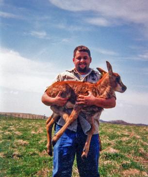 man with baby sable