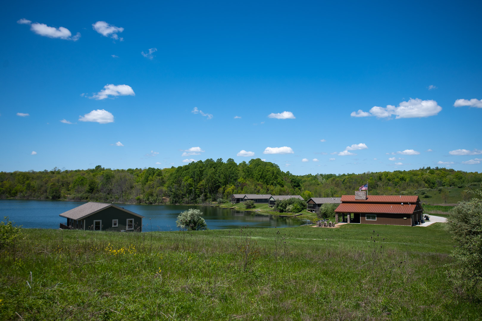 cabins and lodge on lake