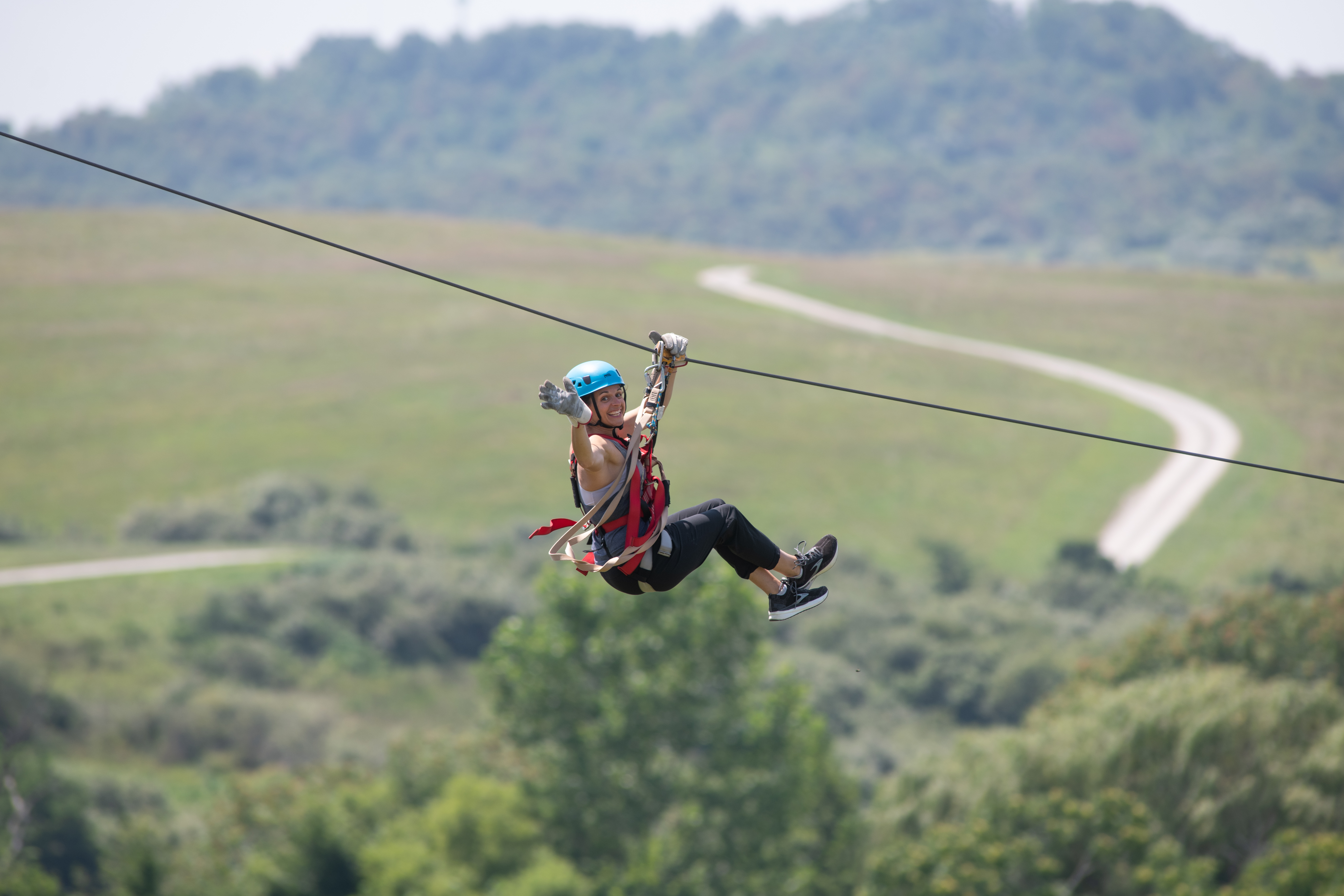 woman ziplining